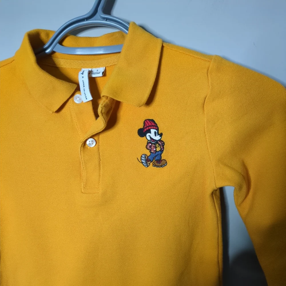 Janie and Jack Disney Mickey Mouse‎ Polo Long Sleeve Golden Glow Size 5 - Picture 3 of 6